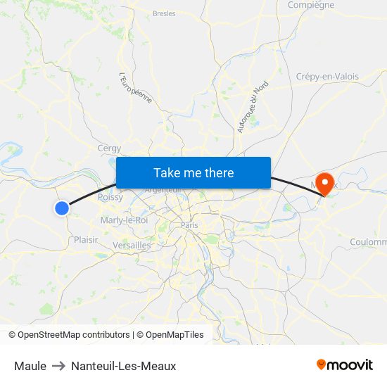 Maule to Nanteuil-Les-Meaux map