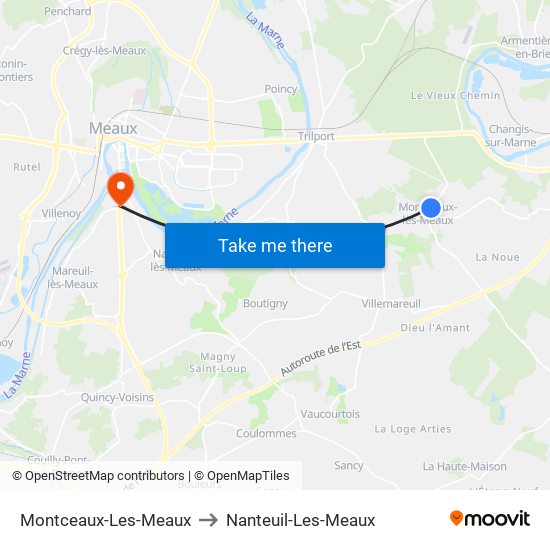 Montceaux-Les-Meaux to Nanteuil-Les-Meaux map