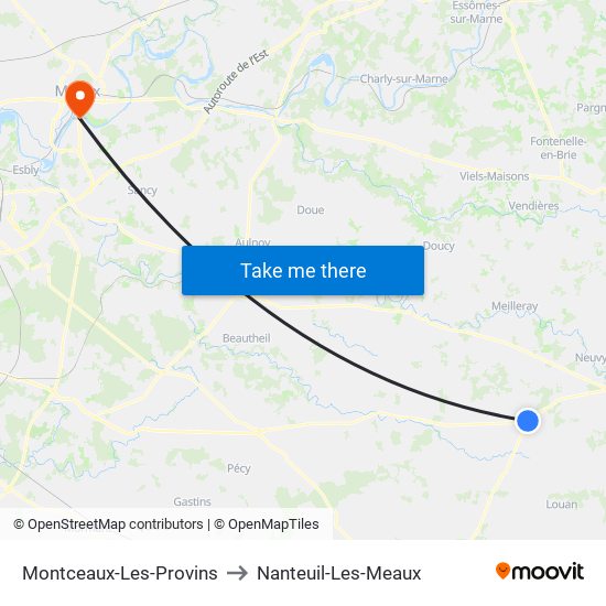 Montceaux-Les-Provins to Nanteuil-Les-Meaux map