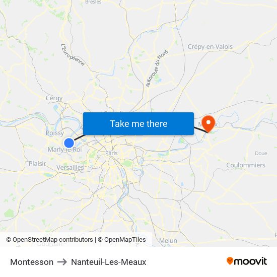 Montesson to Nanteuil-Les-Meaux map