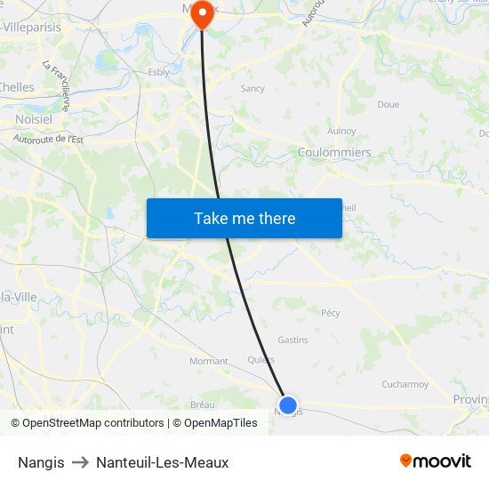 Nangis to Nanteuil-Les-Meaux map