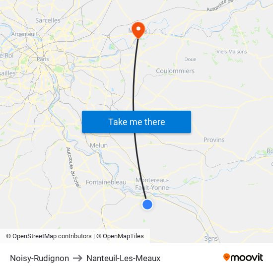 Noisy-Rudignon to Nanteuil-Les-Meaux map