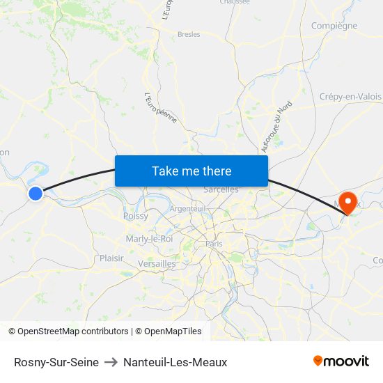 Rosny-Sur-Seine to Nanteuil-Les-Meaux map