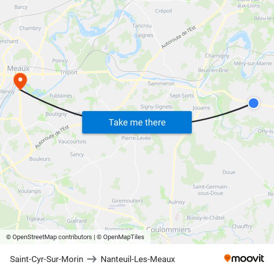 Saint-Cyr-Sur-Morin to Nanteuil-Les-Meaux map