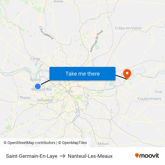 Saint-Germain-En-Laye to Nanteuil-Les-Meaux map