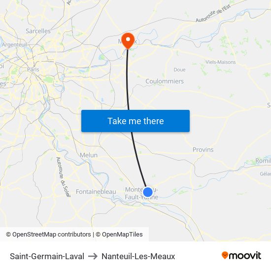 Saint-Germain-Laval to Nanteuil-Les-Meaux map