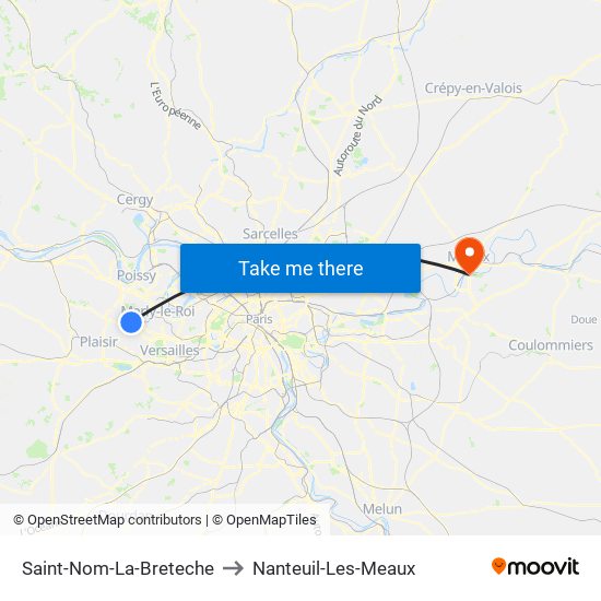 Saint-Nom-La-Breteche to Nanteuil-Les-Meaux map