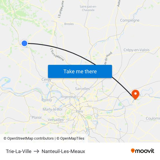 Trie-La-Ville to Nanteuil-Les-Meaux map