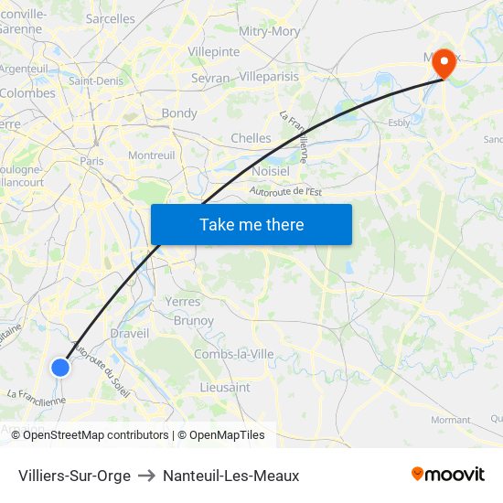 Villiers-Sur-Orge to Nanteuil-Les-Meaux map