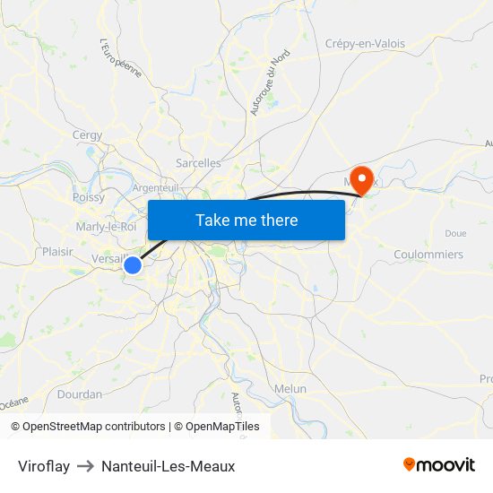 Viroflay to Nanteuil-Les-Meaux map