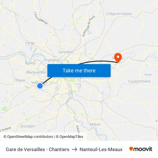 Gare de Versailles - Chantiers to Nanteuil-Les-Meaux map