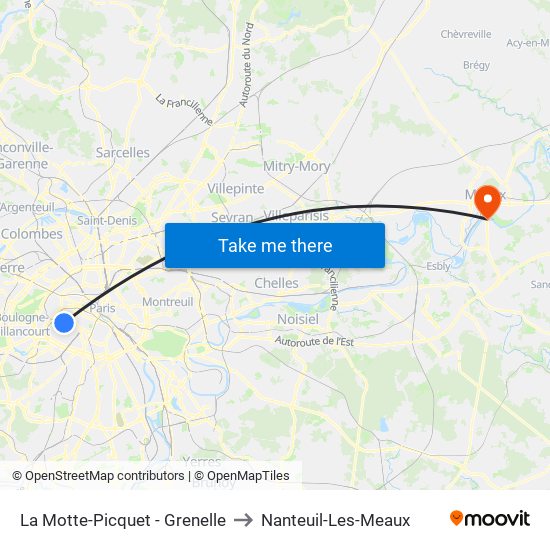 La Motte-Picquet - Grenelle to Nanteuil-Les-Meaux map
