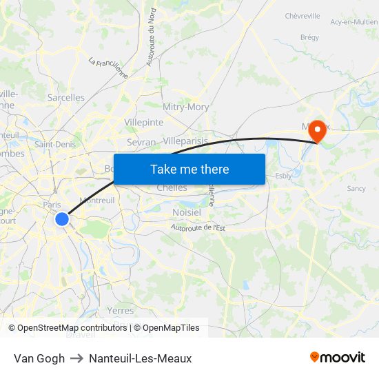Van Gogh to Nanteuil-Les-Meaux map
