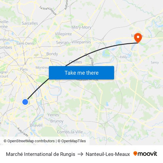 Marché International de Rungis to Nanteuil-Les-Meaux map