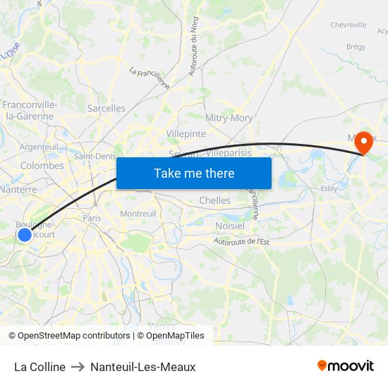La Colline to Nanteuil-Les-Meaux map