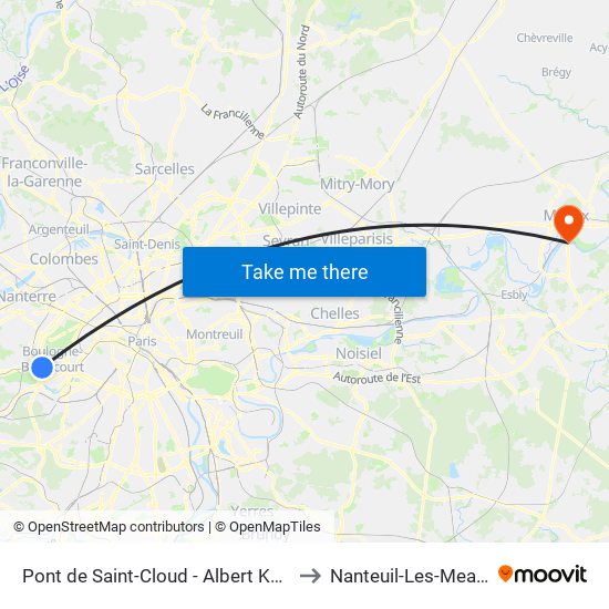 Pont de Saint-Cloud - Albert Kahn to Nanteuil-Les-Meaux map