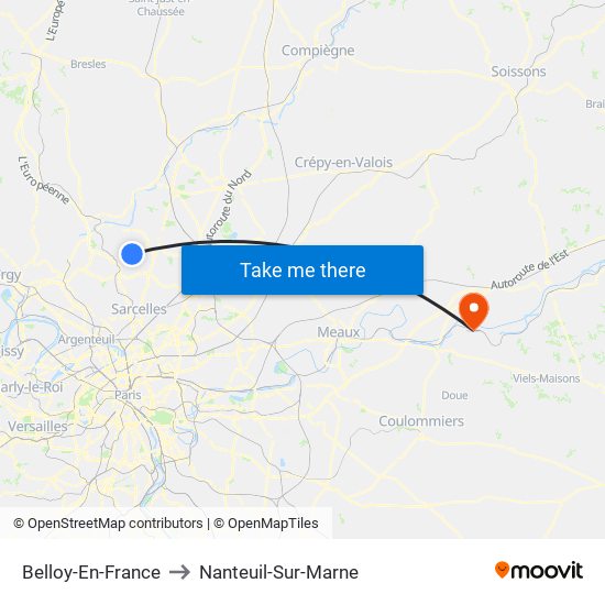 Belloy-En-France to Nanteuil-Sur-Marne map