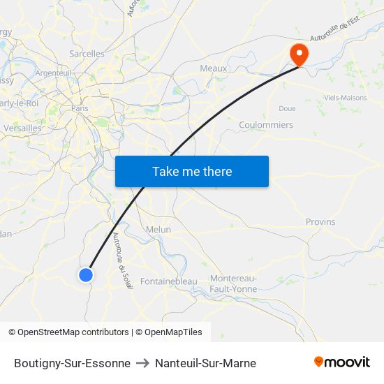 Boutigny-Sur-Essonne to Nanteuil-Sur-Marne map