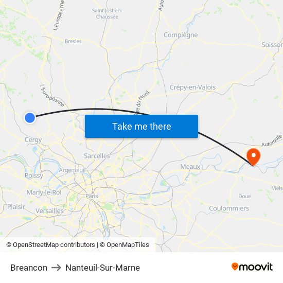 Breancon to Nanteuil-Sur-Marne map