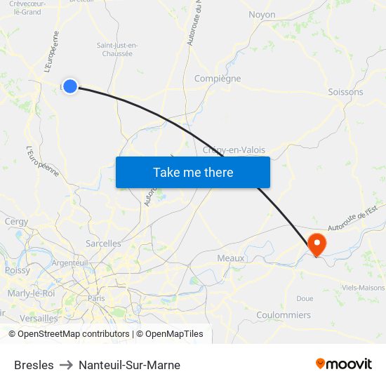 Bresles to Nanteuil-Sur-Marne map