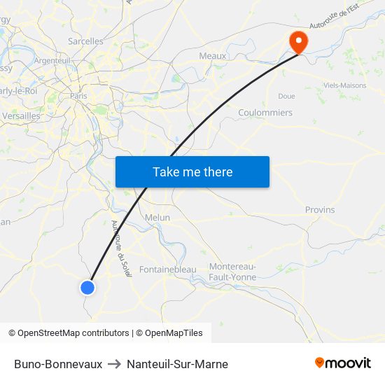 Buno-Bonnevaux to Nanteuil-Sur-Marne map