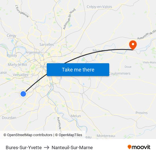 Bures-Sur-Yvette to Nanteuil-Sur-Marne map