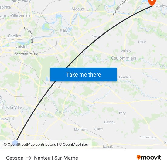 Cesson to Nanteuil-Sur-Marne map