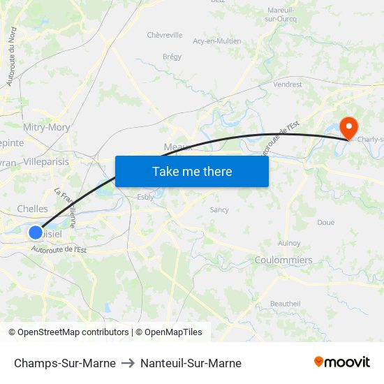 Champs-Sur-Marne to Nanteuil-Sur-Marne map