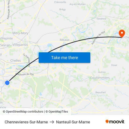 Chennevieres-Sur-Marne to Nanteuil-Sur-Marne map