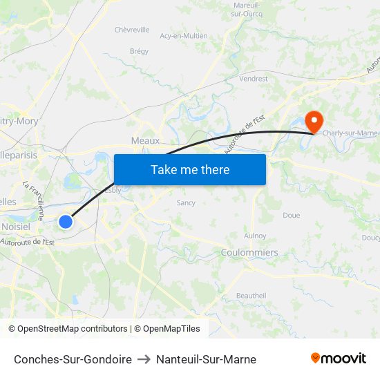 Conches-Sur-Gondoire to Nanteuil-Sur-Marne map