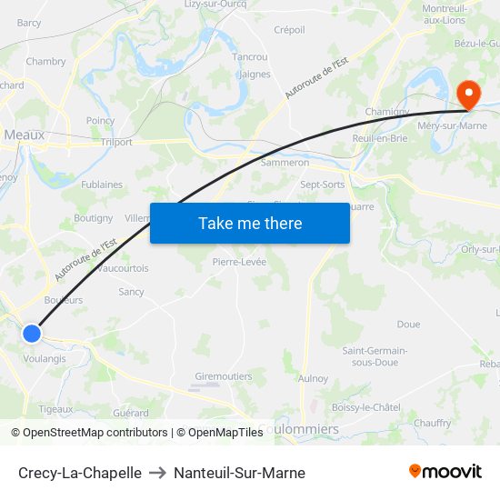 Crecy-La-Chapelle to Nanteuil-Sur-Marne map