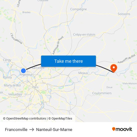 Franconville to Nanteuil-Sur-Marne map