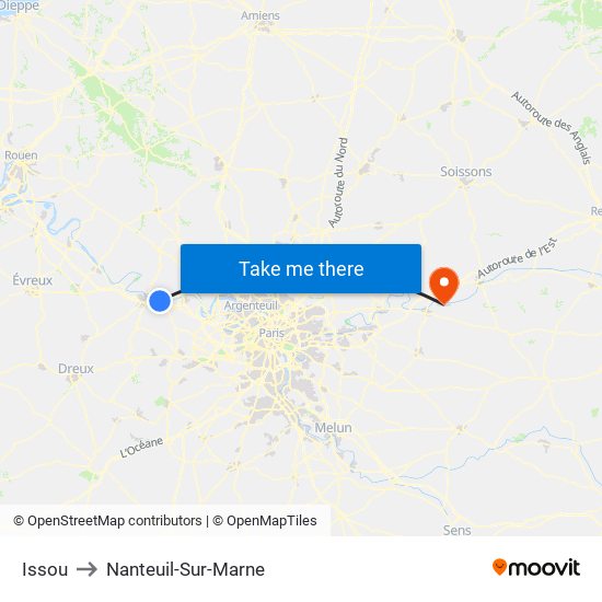 Issou to Nanteuil-Sur-Marne map