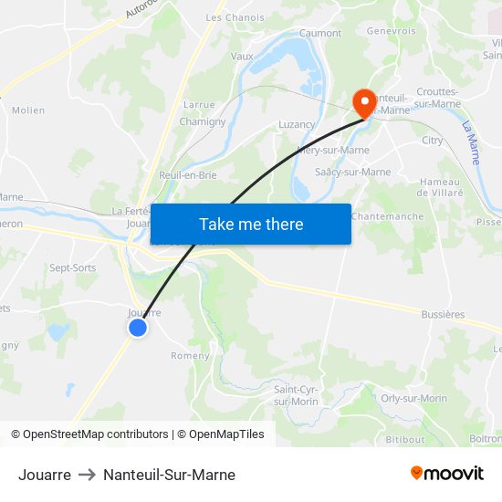 Jouarre to Nanteuil-Sur-Marne map