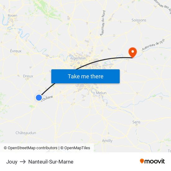 Jouy to Nanteuil-Sur-Marne map