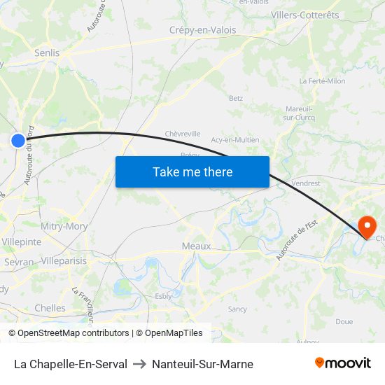 La Chapelle-En-Serval to Nanteuil-Sur-Marne map