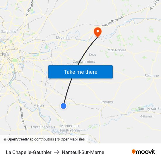La Chapelle-Gauthier to Nanteuil-Sur-Marne map
