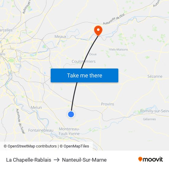 La Chapelle-Rablais to Nanteuil-Sur-Marne map