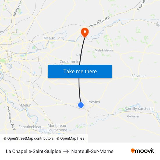 La Chapelle-Saint-Sulpice to Nanteuil-Sur-Marne map