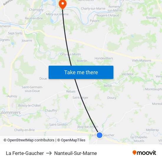 La Ferte-Gaucher to Nanteuil-Sur-Marne map