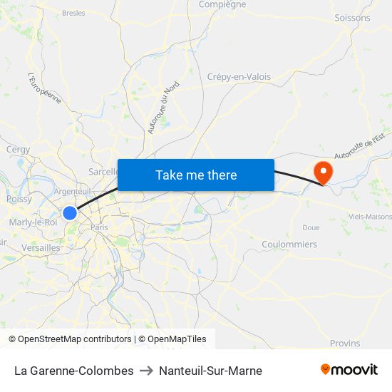 La Garenne-Colombes to Nanteuil-Sur-Marne map