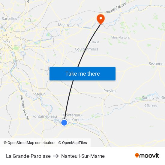 La Grande-Paroisse to Nanteuil-Sur-Marne map