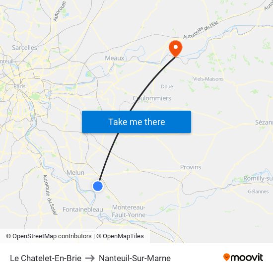 Le Chatelet-En-Brie to Nanteuil-Sur-Marne map