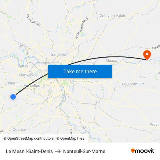 Le Mesnil-Saint-Denis to Nanteuil-Sur-Marne map