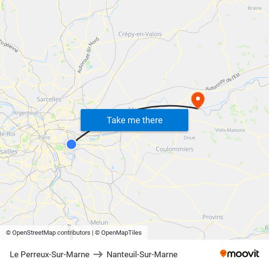 Le Perreux-Sur-Marne to Nanteuil-Sur-Marne map