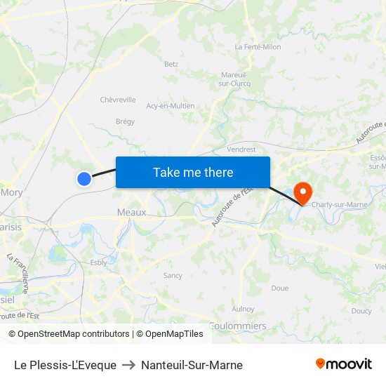 Le Plessis-L'Eveque to Nanteuil-Sur-Marne map