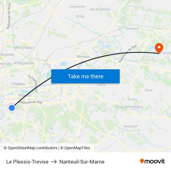 Le Plessis-Trevise to Nanteuil-Sur-Marne map