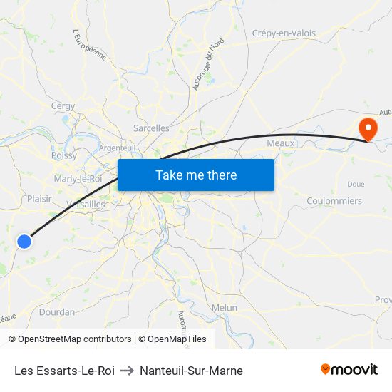 Les Essarts-Le-Roi to Nanteuil-Sur-Marne map