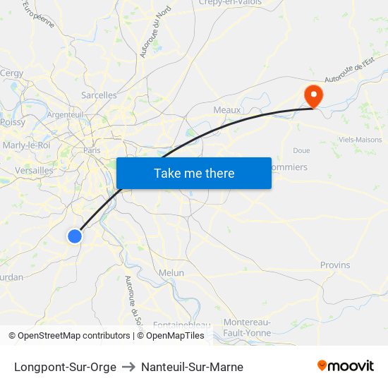 Longpont-Sur-Orge to Nanteuil-Sur-Marne map