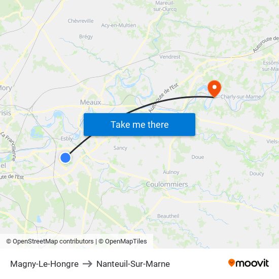 Magny-Le-Hongre to Nanteuil-Sur-Marne map